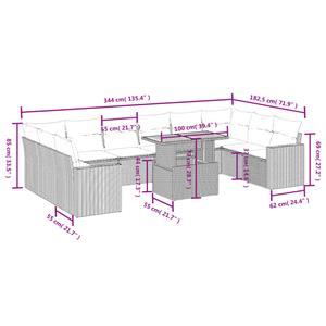 vidaXL 11-delige Loungeset met kussens poly rattan zwart