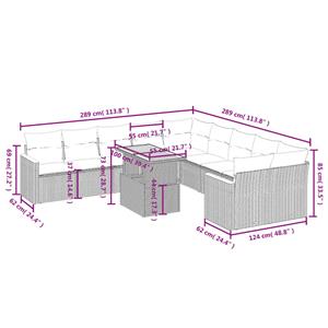 vidaXL 11-delige Loungeset met kussens poly rattan zwart