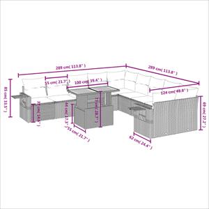 vidaXL 11-delige Loungeset met kussens poly rattan zwart