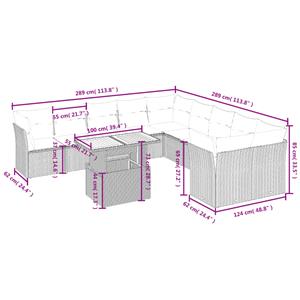 vidaXL 11-delige Loungeset met kussens poly rattan zwart