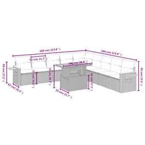 vidaXL 11-delige Loungeset met kussens poly rattan zwart