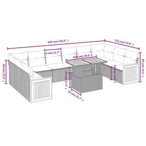 vidaXL 11-delige Loungeset met kussens poly rattan zwart