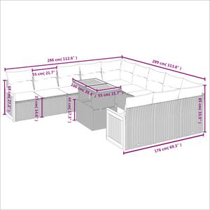 vidaXL 11-delige Loungeset met kussens poly rattan zwart