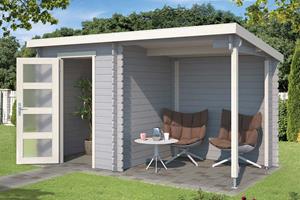 Platinum Outdoor Life Products | Tuinhuis met Overkapping Jelle 370 x 175 | Gecoat |  Grey-Wit