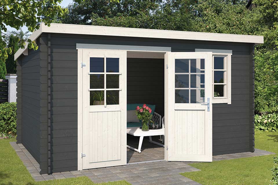 Outdoor Life Products | Tuinhuis Amira 380 x 230 | Gecoat | Carbon Grey-Wit