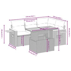 vidaXL 5-delige Loungeset met kussens poly rattan zwart