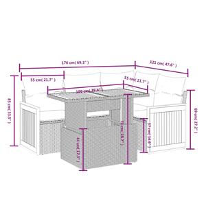 vidaXL 5-delige Loungeset met kussens poly rattan zwart