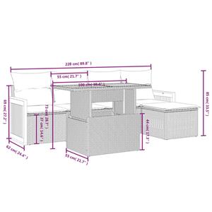 vidaXL 6-delige Loungeset met kussens poly rattan zwart