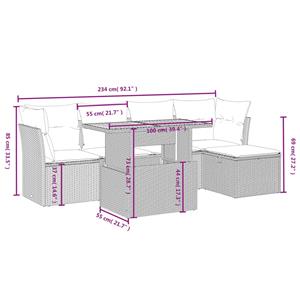 vidaXL 6-delige Loungeset met kussens poly rattan zwart