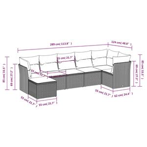 vidaXL 7-delige Loungeset met kussens poly rattan bruin