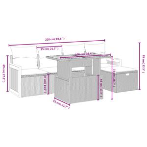 vidaXL 6-delige Loungeset met kussens poly rattan zwart