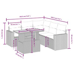 vidaXL 6-delige Loungeset met kussens poly rattan zwart