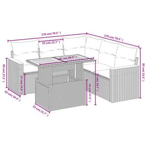 vidaXL 6-delige Loungeset met kussens poly rattan zwart