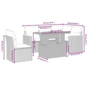 vidaXL 6-delige Loungeset met kussens poly rattan zwart