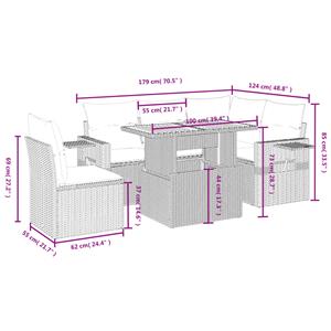 vidaXL 6-delige Loungeset met kussens poly rattan zwart