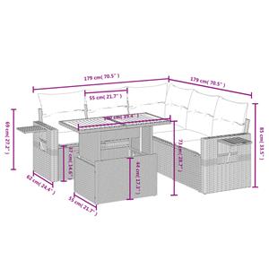 vidaXL 6-delige Loungeset met kussens poly rattan zwart