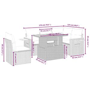 vidaXL 6-delige Loungeset met kussens poly rattan zwart