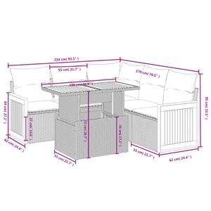 vidaXL 6-delige Loungeset met kussens poly rattan zwart