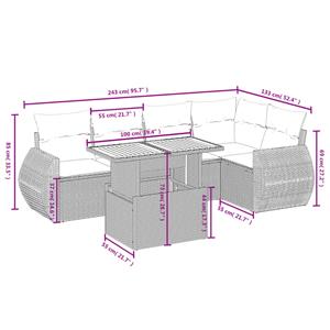 vidaXL 6-delige Loungeset met kussens poly rattan zwart