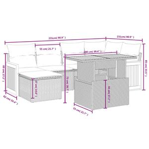 vidaXL 6-delige Loungeset met kussens poly rattan zwart