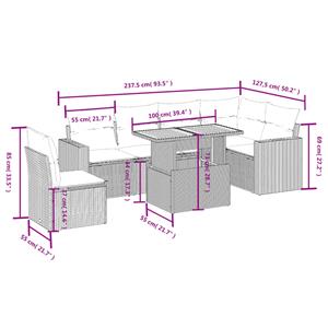 vidaXL 7-delige Loungeset met kussens poly rattan zwart