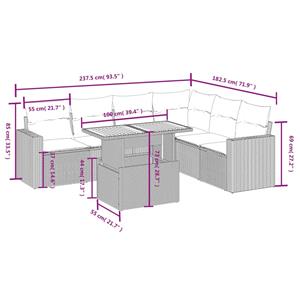 vidaXL 7-delige Loungeset met kussens poly rattan zwart