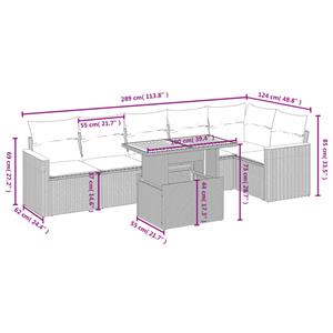 vidaXL 7-delige Loungeset met kussens poly rattan zwart