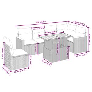 vidaXL 7-delige Loungeset met kussens poly rattan zwart