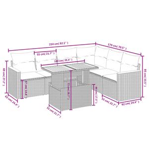 vidaXL 7-delige Loungeset met kussens poly rattan zwart