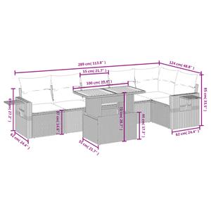 vidaXL 7-delige Loungeset met kussens poly rattan zwart