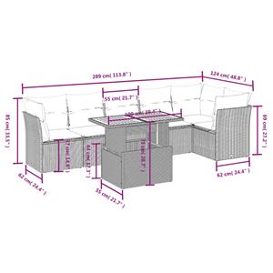 vidaXL 7-delige Loungeset met kussens poly rattan zwart