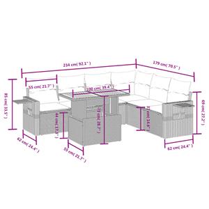 vidaXL 7-delige Loungeset met kussens poly rattan zwart