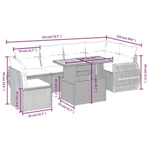 vidaXL 7-delige Loungeset met kussens poly rattan zwart