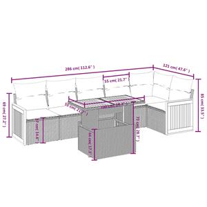 vidaXL 7-delige Loungeset met kussens poly rattan zwart