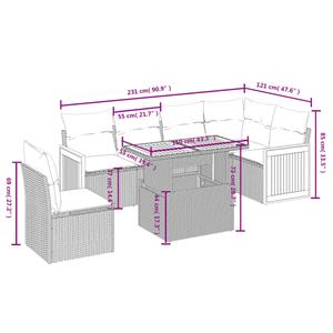 vidaXL 7-delige Loungeset met kussens poly rattan zwart