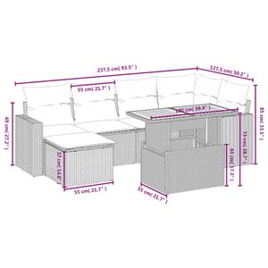 vidaXL 7-delige Loungeset met kussens poly rattan zwart