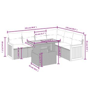 vidaXL 7-delige Loungeset met kussens poly rattan zwart