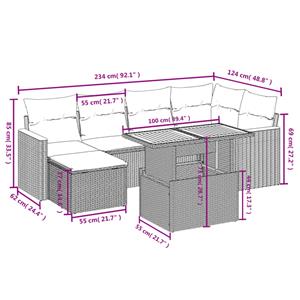 vidaXL 7-delige Loungeset met kussens poly rattan zwart