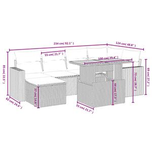 vidaXL 7-delige Loungeset met kussens poly rattan zwart