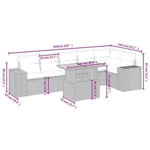 vidaXL 7-delige Loungeset met kussens poly rattan zwart