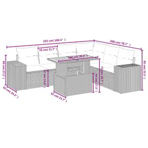 vidaXL 7-delige Loungeset met kussens poly rattan zwart