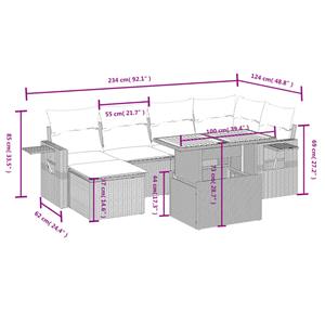 vidaXL 7-delige Loungeset met kussens poly rattan zwart