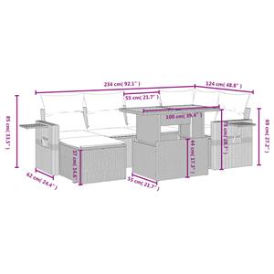 vidaXL 7-delige Loungeset met kussens poly rattan zwart