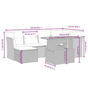 vidaXL 7-delige Loungeset met kussens poly rattan zwart