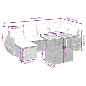 vidaXL 6-delige Loungeset met kussens poly rattan zwart