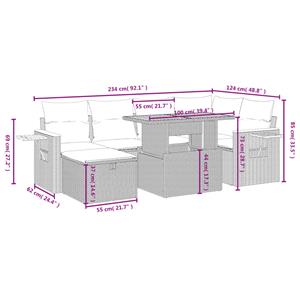 vidaXL 7-delige Loungeset met kussens poly rattan zwart