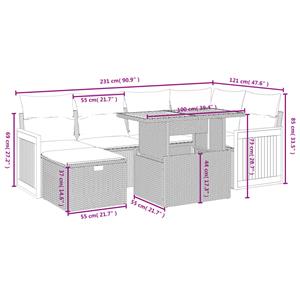 vidaXL 7-delige Loungeset met kussens poly rattan zwart