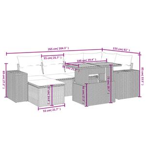 vidaXL 7-delige Loungeset met kussens poly rattan zwart