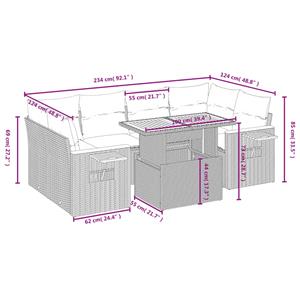 vidaXL 7-delige Loungeset met kussens poly rattan zwart