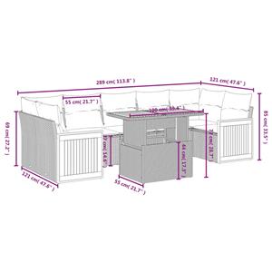 vidaXL 7-delige Loungeset met kussens poly rattan zwart